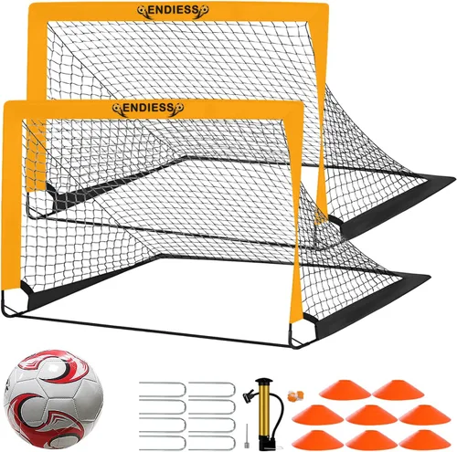 Vista 8 de Deportes niños practican porterías de fútbol, juego de red de fútbol plegable desplegable, redes de fútbol portátiles para práctica, mini porteros