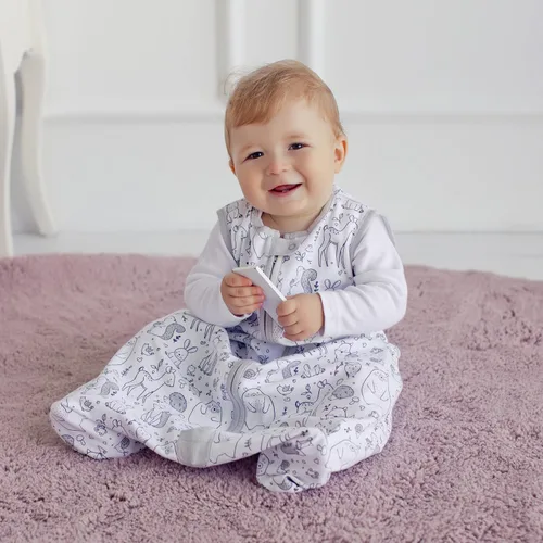 Vista 9 de Mama Cheetah Saco de dormir para bebé de 0.5 TOG, Manta portátil de algodón orgánico para bebé con cremallera bidireccional, Saco de dormir