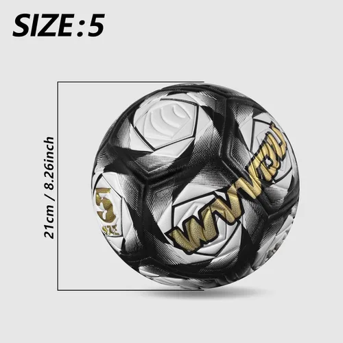 Vista 6 de WVVOU Balón de fútbol tamaño 5, pelota de fútbol para partidos y entrenamiento, poliuretano de 0.138 pulgadas de grosor, adecuada para interiores