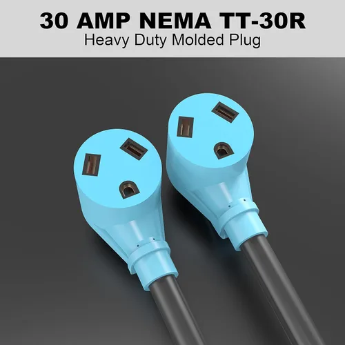 Vista 4 de CircleCord Cable adaptador en Y para caravana de 30 amperios a dos 30 amperios, enchufe macho NEMA TT-30P a hembra TT-30R con mango de agarre, STW