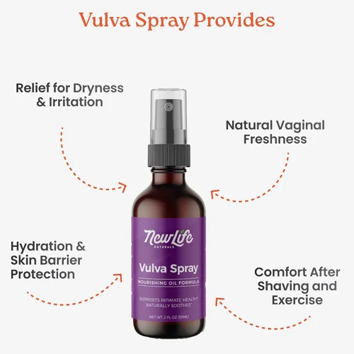 Vista 4 de NewLife Naturals Humectante vaginal en aerosol femenino para sequedad picazón irritación PH Menopausia Apoyo con aceite de oliva, hierba de limón