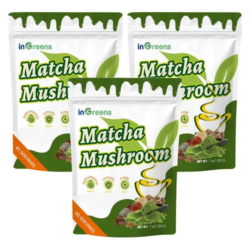 Vista 7 de Matcha de hongos de 7.05 oz, mezcla súper premium, polvo de hongos matcha con MCT, Reishi y melena de león para fortalecer el sistema inmunológico