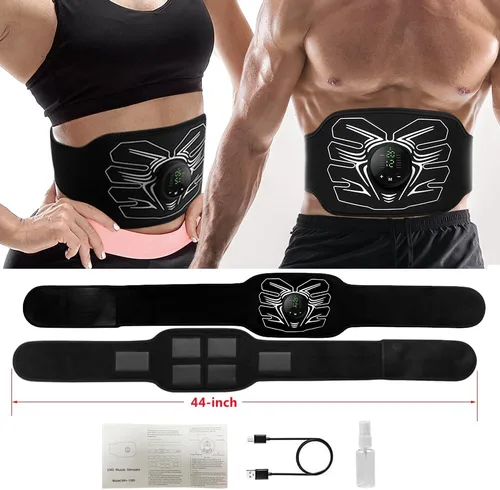 Vista 7 de Estimulador de abdominales, tóner de músculo abdominal EMS portátil para fitness en casa y oficina, entrenamiento de fuerza, color negro