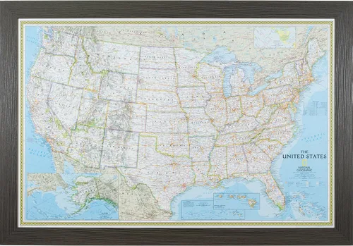 Vista 13 de Craig Frames mapa de viaje clásico de los Estados Unidos, Papel, 24 x 36 pulgadas