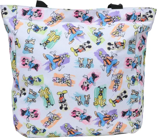 Vista 4 de Disney Bolsa de viaje con cremallera de Mickey Minnie Donald Daisy Goofy Plutón Print Blanco