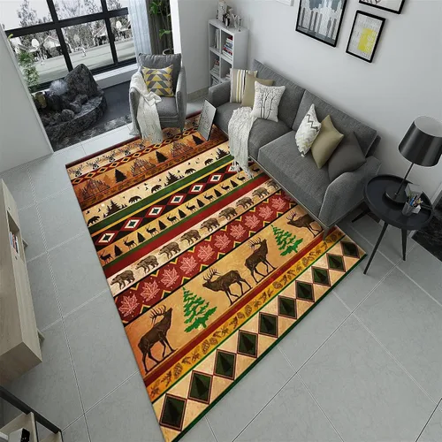 Vista 24 de Alfombra rústica de estilo occidental para sala de estar, antideslizante y lavable, para dormitorio, sala de estar, cocina, 3 x 4 pies
