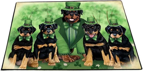 Vista 28 de Doggie of the Day Rottweiler Dogs Floor Mat - 4th of July Independence Day - Best Dog Doormat - Protector Decor - Unique Portrait Art - Premium