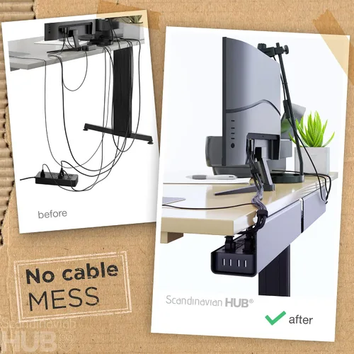Vista 2 de Bandeja de gestión de cables debajo del escritorio sin tornillos - Instalación autoadhesiva, gestión de cables, bandeja de cables, organizador