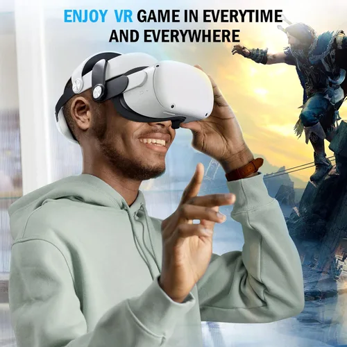 Vista 7 de Correa de cabeza de batería para Oculus Quest 2 y estuche rígido (negro)