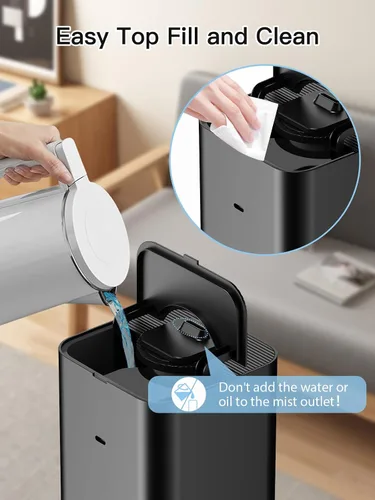 Vista 9 de Humidificador de 10L/2.64Gal, Humidificador Ultrasónico de Niebla Fría y Silencioso de Llenado Superior para Dormitorio, Cubre 550 pies², Tiempo