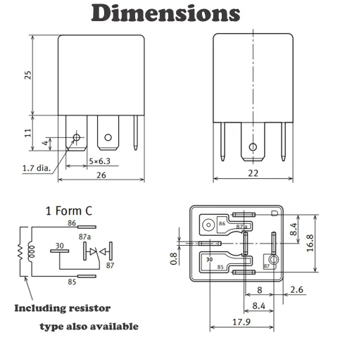 Vista 8 de CB1-12V ACB13201 5Pins Plug in Mini-ISO Automotive Relay Cell Motors ABS A/C EPS Faros Relé de soporte múltiple 12VDC 40A