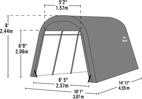 Vista 11 de ShelterLogic AutoShelter - Cochera instantánea con marco de acero y cubierta ripstop impermeable y resistente a los rayos UV, toldo redondo de 3 x