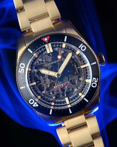 Vista 4 de Spinnaker Mens 40mm Croft Mid Size Automatic Limited Edition Watch with Skeleton Dial and Stainless Steel Bracelet SP-5095