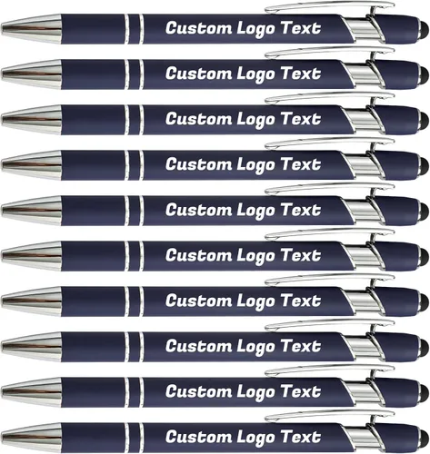 Vista 15 de Bolígrafos personalizados con nombre, texto, logotipo, bolígrafo personalizado para eventos de oficina de negocios con lápiz óptico para pantalla