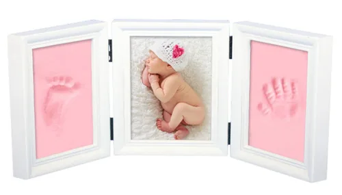 Vista 13 de Kit de huellas de manos para bebés y marco de fotos para niños o recién nacidos, caja de recuerdos para niños y niñas (marco de café clásico, blanco)