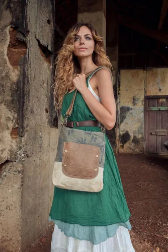 Vista 2 de Myra Bag S S-0945 - Bolso de hombro de lona con bolsillo Marrón talla única