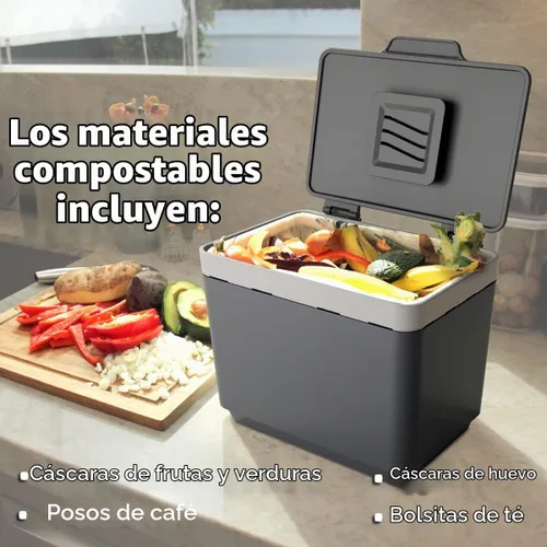Vista 8 de GLAD Contenedor de abono para cocina, 1.5 galones, recipiente de plástico con cesta interior extraíble, soporte de almacenamiento de bolsas