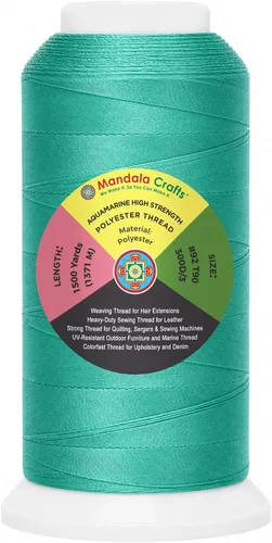 Vista 55 de Mandala Crafts Airforce Blue Tex 70 - Hilo de poliéster para tapicería 1500 Yds T70 UV Resistant Strong Thread for Leather Sewing, Marine