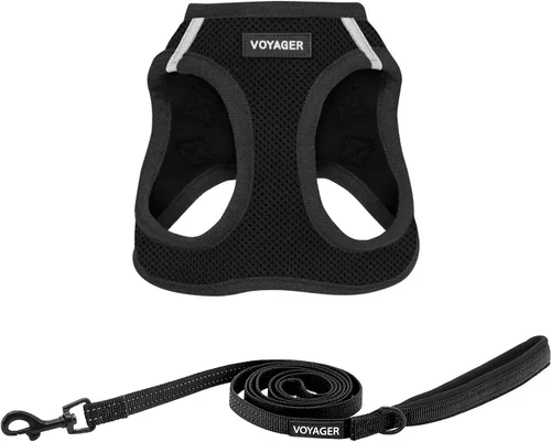 Vista 35 de Arnés de malla Voyager Step-in Air para todo clima y correa reflectante para perro de 5 pies, combo con mango de neopreno, para cachorros de razas