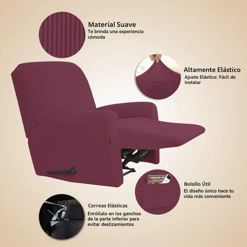 Vista 3 de Easy-Going Funda Elástica para Sofá Reclinable Cobertor de Sofá 4 Piezas Protector de Muebles Sofá Suave con Fondo Elástico Poliéster Spandex Tela