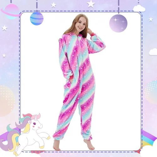 Vista 5 de UVIPC Pijama mameluco de Navidad para adultos, tiburón, caricatura, gris, azul, rosa, fiesta de Navidad, cosplay, pijama, ropa de dormir
