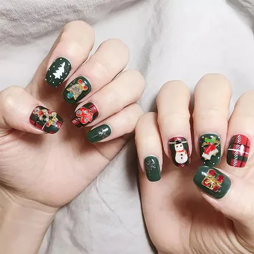 Vista 6 de 24 dijes de uñas de Navidad para uñas acrílicas, diamantes de imitación de uñas 3D, dijes de arte de uñas de diamante, dijes navideños para uñas