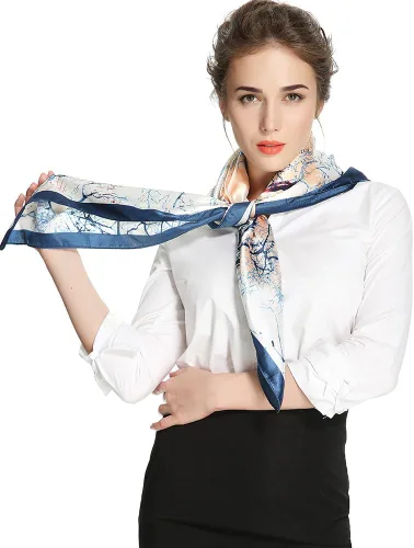 Vista 2 de corciova - Bufanda cuadrada grande para mujer, diadema sedosa para cabello rizado, lazo para dormir por la noche, bandana a la moda, 35 x 35 pulgadas