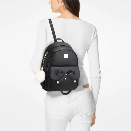 Vista 6 de Mochila de piel para niñas, estilo Bowknot, 3 piezas de mochila, bolso y monedero a la moda, para mujer