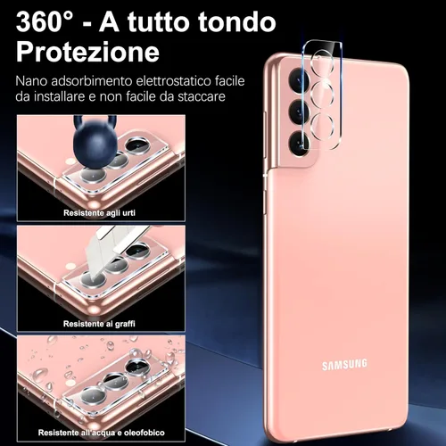 Vista 3 de UniqueMe [Paquete de 2+2] Compatible con Samsung S21, protector de pantalla de privacidad de vidrio templado y protector de lente de cámara Negro