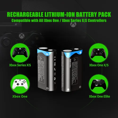 Vista 2 de Lithium Rechargeable Xbox One Controller Battery Pack with Charger Compatible for Xbox Series XS Xbox One XS Wireless Controller 6000mWh High