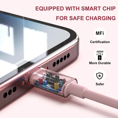Vista 3 de iGENJUN Paquete de 5 cargadores para iPhone [certificado MFi], adaptador de bloque de cargador de pared USB de doble puerto con cable Lightning de 6