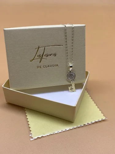 Vista 7 de Los Tesoros de Claudia, Colgante de plata 925 de San Benito para mujeres y hombres, incluye un collar de plata de 17.7 pulgadas. Medalla