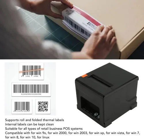 Vista 3 de Goshyda Impresora POS, impresora térmica de recibos USB de 3.150 in, impresora de cocina de restaurante con cortador automático, interfaz Ethernet