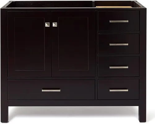 Vista 67 de ARIEL Cambridge Mueble base de tocador de baño de 36 pulgadas, madera maciza, 2 puertas de cierre suave, 5 cajones de cola de milano, roble marrón