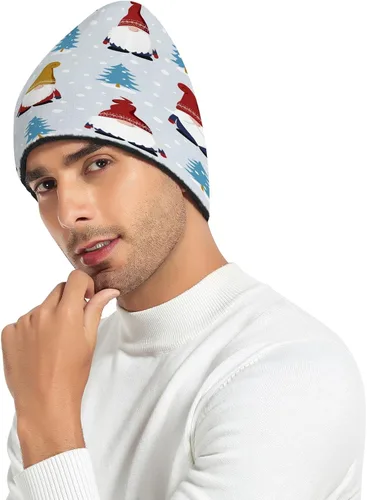 Vista 6 de SHJI Bolsa de regalo de bastón de caramelo de Navidad para hombre, gorro de invierno cálido de punto, gorro de cráneo Slouch Gorra de pesca, gorros