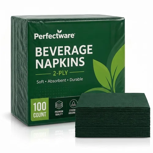 Vista 10 de Perfectware Servilletas de bebidas negras de 2 capas, 100 unidades, servilletas de cóctel suaves y absorbentes, servilletas desechables de fiesta