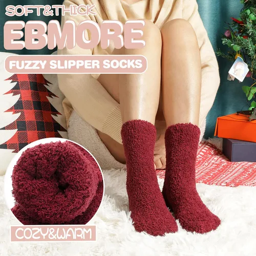 Vista 3 de EBMORE Womens Fuzzy Socks Slipper Fluffy Cozy Comfy Cabin Plush Warm Winter Sleep Home Soft Socks