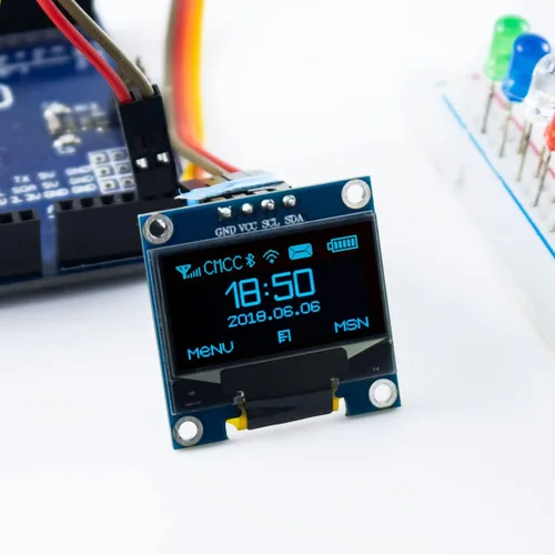 Vista 3 de Hosyond 5 Piezas 0.96 Pulgadas OLED I2C IIC Módulo de Pantalla 12864 128x64 Píxeles SSD1306 Mini Pantalla OLED Autoluminiscente Compatible con Azul