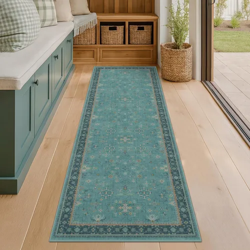 Vista 60 de Hazo Haus – Alfombra pequeña para entrada, cocina o baño, antideslizante con base de goma, resistente a las manchas y a la decoloración, diseño