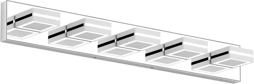 Vista 10 de Ralbay - Luces de tocador de baño de 5 temperaturas de color ajustables, negras, 4 luces, acrílicas, modernas, LED, mate, accesorios de iluminación