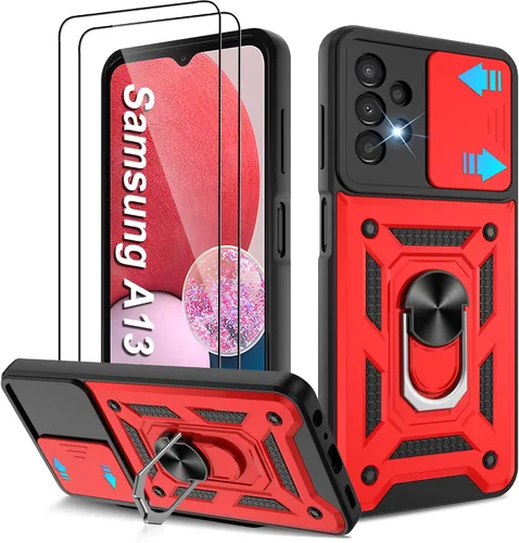 Vista 13 de Funda para Galaxy A13-4G, Samsung Galaxy A13 4G con protector de pantalla HD, resistente a prueba de golpes con soporte de rotación de 360°