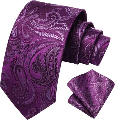 Vista 47 de HISDERN Corbatas para hombre, corbata de cachemira y bolsillo cuadrado tejido clásico floral para hombre, corbata de fiesta de boda