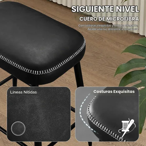 Vista 4 de STOOLINK Juego de 2 taburetes de bar de 24 pulgadas de altura de mostrador para isla de cocina, taburetes de bar de cocina modernos con base