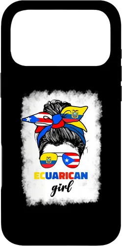 Vista 22 de Funda para iPhone 16, mitad ecuatoriana y puertorriqueña Rico Ecuador Flag Girl Mix