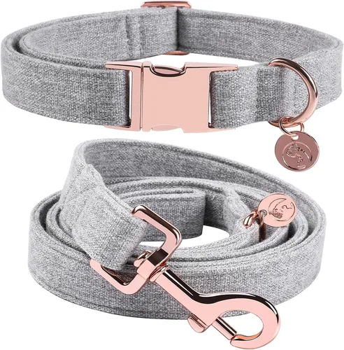 Vista 15 de DOGWONG Collar y correa de algodón para perro, collar para mascotas, suave, duradero, básico, para perros pequeños, medianos y grandes Negro