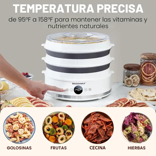 Vista 4 de Elite Gourmet Deshidratador digital de alimentos, 5 bandejas SlimStore