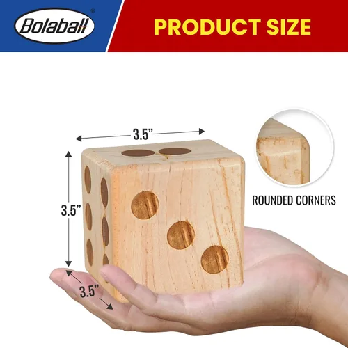 Vista 8 de Bolaball Juego de dados gigantes de madera de 3.5 pulgadas para patio – Kit de diversión duradero para exteriores incluye 6 dados grandes con bolsa
