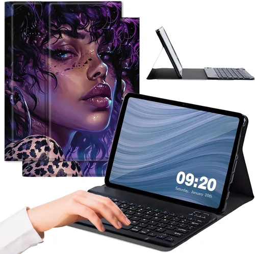 Vista 8 de Funda para Samsung Galaxy Tab A8 10.5 con teclado, fuerte sellado magnético desmontable Bluetooth teclado inalámbrico cubierta de cuero para Samsung