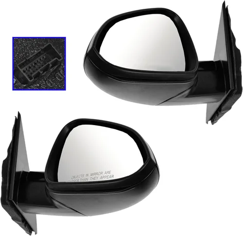Vista 88 de TRQ Conjunto de 2 piezas de espejo lateral para conductor y pasajero, ajuste eléctrico, sin calefacción, sin memoria, color negro, compatible