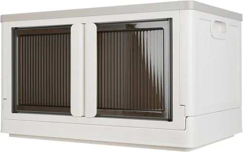 Vista 16 de Armario de almacenamiento con tapas, caja plegable, 8.4 galones (32L), con doble puerta y hebilla, plegable, debajo de la cama o uso de encimera